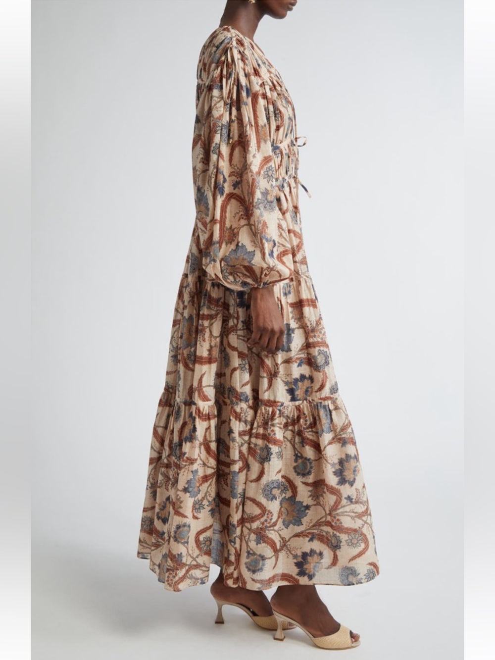 Zimmermann Ascension Tie Billow Long Sleeve Tiered Maxi Dress - size 2 - Picture 3 of 15